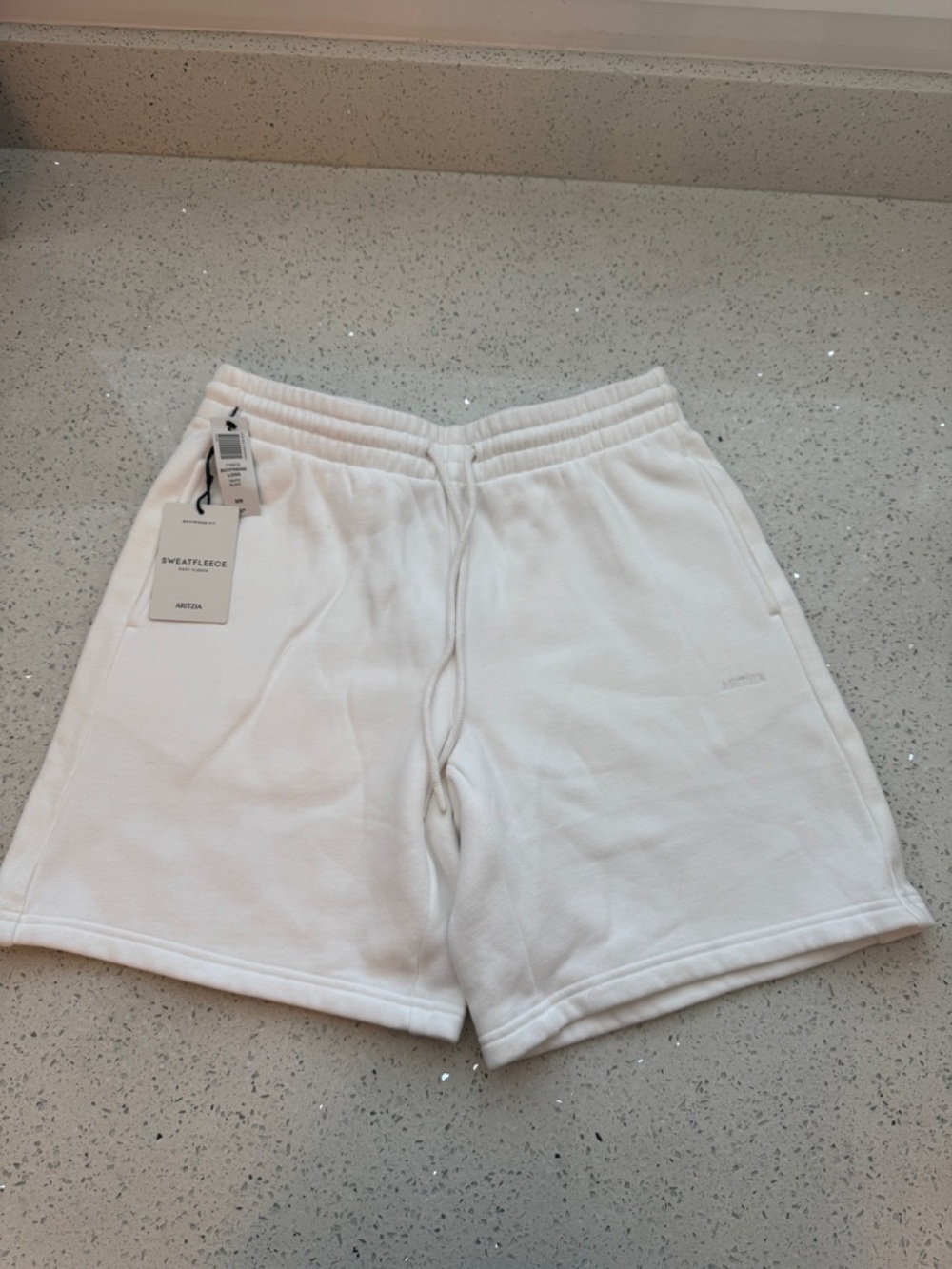 Aritzia White Sweatfleece Drawstring Shorts